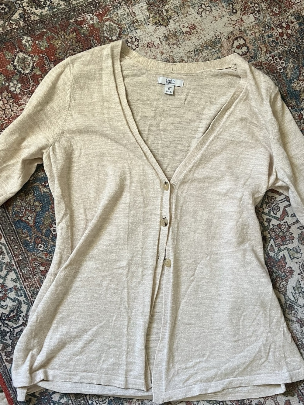 Croft & Barrow Petite Cardigan in Cream Size PS
